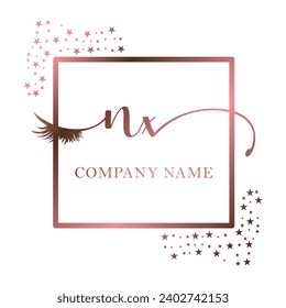 Initial NX calligraphy company eye and eyelash handwriting