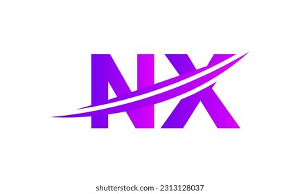 Initial NX letter Logo With Swoosh Design Graphic Vector Template for Business and Company Identity.