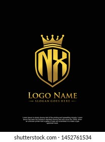 initial NX letter with shield style logo template vector