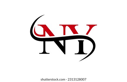 Initial NY letter Logo With Swoosh Design Graphic Vector Template for Business and Company Identity.