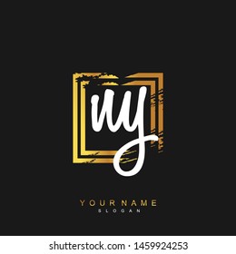 initial NY letter with shield style logo template vector