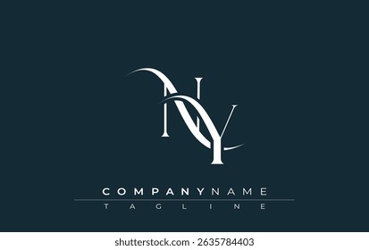 Vetor de design de logotipo NY inicial. Elegante Monograma Logo Design com elementos decorativos e tipografia