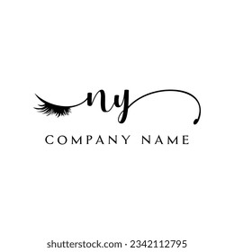 initial NY Logo lash logo eyelash vector modern symbols makeup