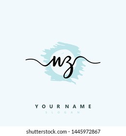 Initial NZ beauty handwriting logo vector