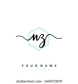 Initial NZ beauty handwriting logo vector