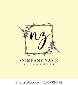 initial NZ letter with shield style logo template vector