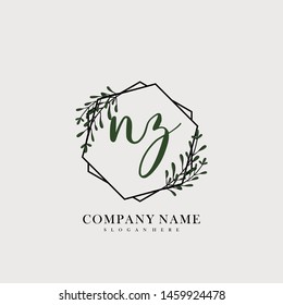initial NZ letter with shield style logo template vector
