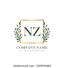 initial NZ letter with shield style logo template vector