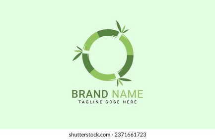 Initial O alphabet with bamboo leaf. eco-friendly logo concept. Letter O alphabet symbol for business and company identity