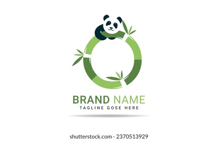 Initial O alphabet with bamboo panda. Letter O symbol for business and company identity