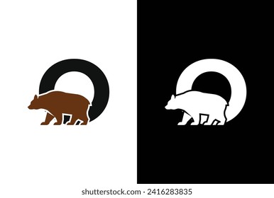 Initial O Bear logo. Bear Abstract O letter with bear logo design and modern emblem unique logo design.
