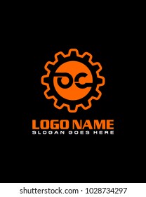 Initial O & C gear logo template vector