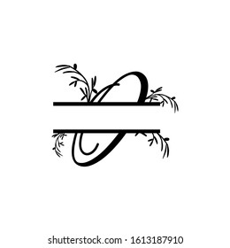 Initial o decorative plant monogram split letter vector