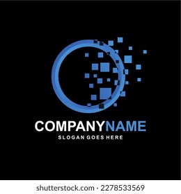 initial O digital technology logo icon vector