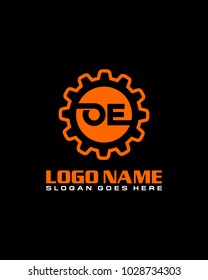 Initial O & E gear logo template vector