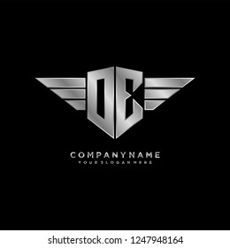 Initial O E wing logo template vector