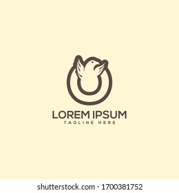 initial O eagle logo luxury linked premium design template elements.