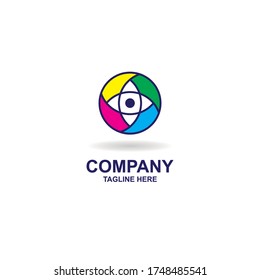 initial o with eye color logo design vector, icon, element, template