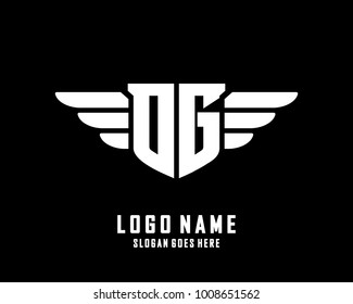 Initial O & G wing logo template vector