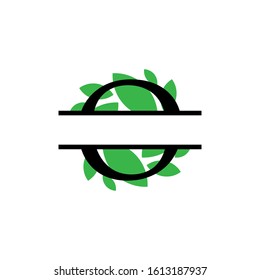 Initial o green leaf monogram split letter initial vector isolated