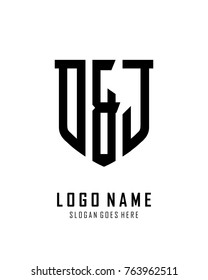 Initial O & J abstract shield logo template vector