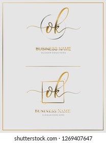 Initial O K OK handwriting logo vector. Letter handwritten logo template.
