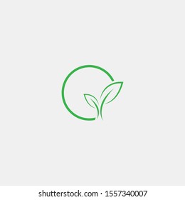 Initial O with leaf concept and Leaf concept simple logo design