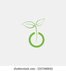 Initial O with leaf concept and Leaf concept simple logo design