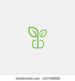 Initial O with leaf concept and Leaf concept simple logo design