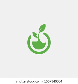 Initial O with leaf concept and Leaf concept simple logo design