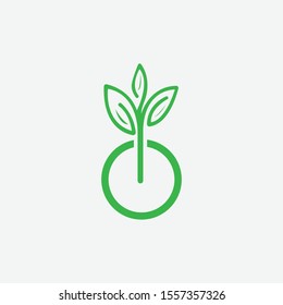 Initial O with leaf concept and Leaf concept simple logo design