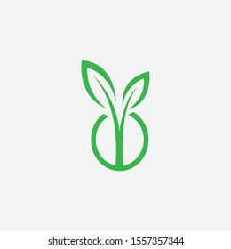 Initial O with leaf concept and Leaf concept simple logo design