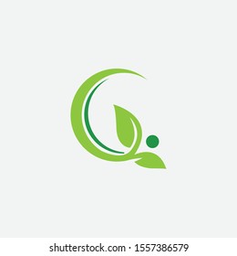 Initial O with leaf concept and Leaf concept simple logo design