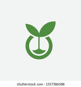 Initial O with leaf concept and Leaf concept simple logo design