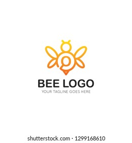 initial o letter bee logo vector illustration design template