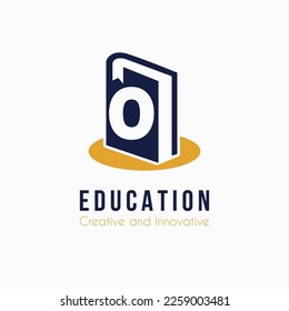 Initial O Letter with Book Icon for E Book, Library, Education, Book Store Business Logo Idea Template