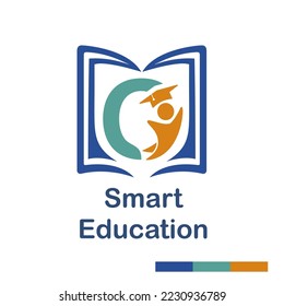 Initial O Letter with book and student symbol character for school, education, trainer center business logo template vector