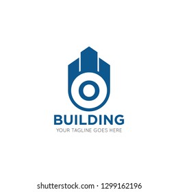 initial o letter building logo vector illustration design template