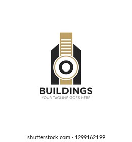 initial o letter building logo vector illustration design template