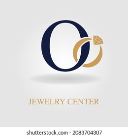 Initial O Letter With Diamond Ring For Jewelry Business Logo Vector Idea