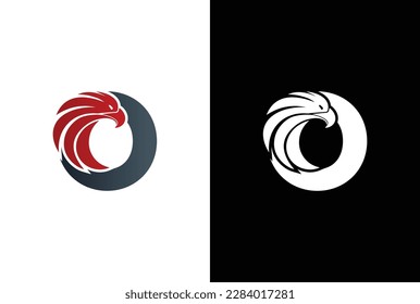 Initial O Letter Eagle Logo Icon with Creative Eagle Head. Letter O Eagle Logo Vector Illustration Design