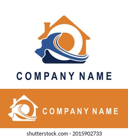 Initial O Letter with House and Hammer Icon for Construction Contractor Rebuild Repair Maintenance Home Service Company Logo Concept Idea
