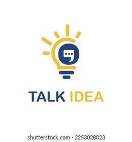 Letra O inicial con bombilla ligera e icono de conversación para la plantilla de la idea de logotipo de la empresa de tecnología innovadora