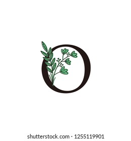 Initial O letter logo with Green Flower design 
