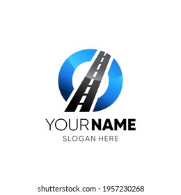 Initial O Letter Road Way Logo Design Icon Vector Graphic