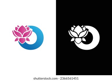 Initial O lily flower logo. Letter O vector alphabet with lily flower. ABC concept type as logo. Typography design