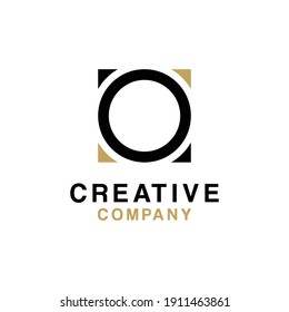 Initial O logo design using circle and square