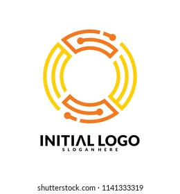 
Initial O logo design vector, Font technology logo vector