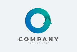Initial-O-Logo. Buchstabe O Mit Pfeil In Farbverlauf-Logo-Design-Inspiration, Geeignet Für Marken- Und Firmenlogos