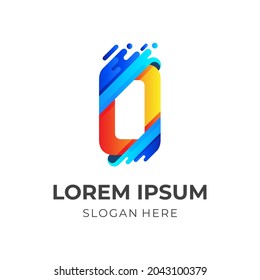 initial O logo vector with 3d colorful style